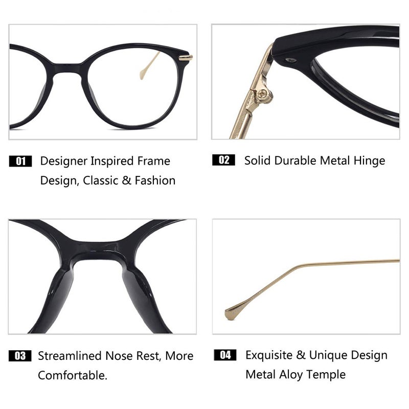 COASION Vintage Round Clear Glasses Non-Prescription Eyeglasses Frames for Women Men (Matte Black/Silver) - Image 4